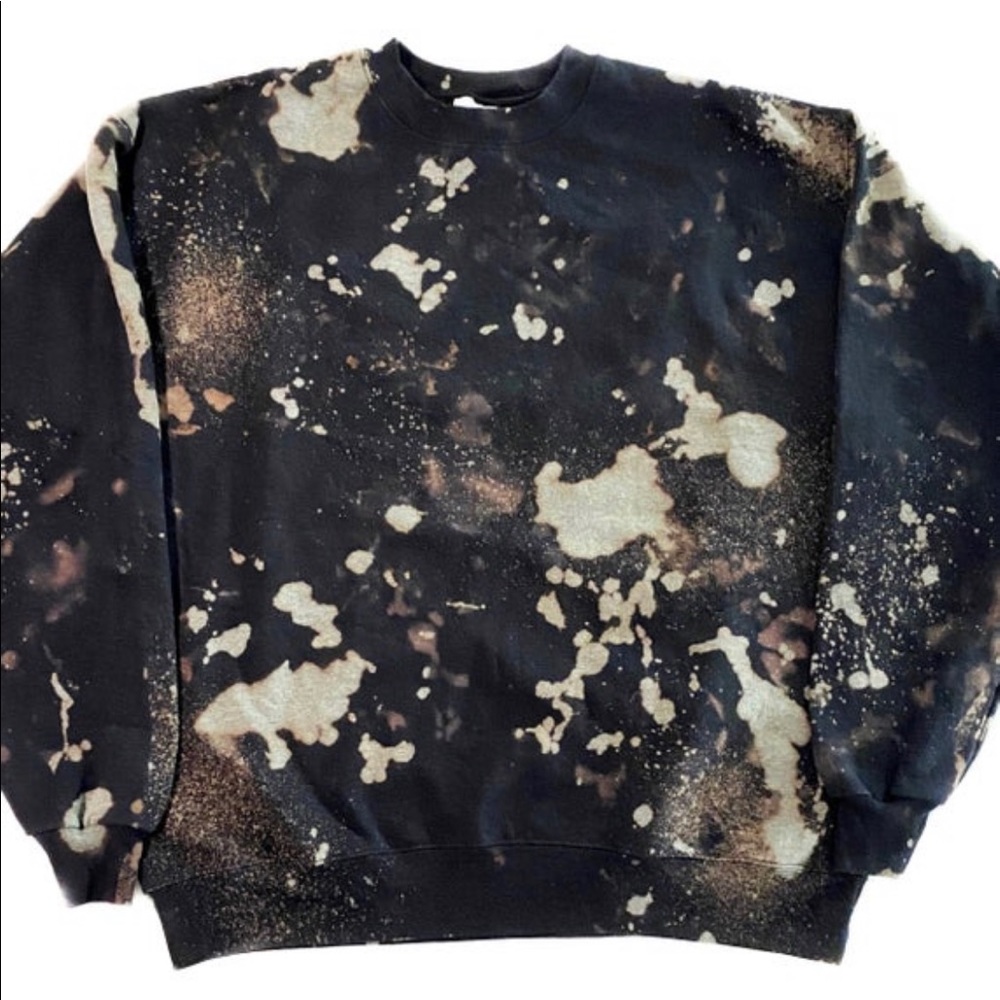 UNISEX - Bleach Dye Sweatshirt - teal/black